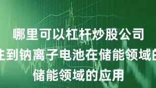 哪里可以杠杆炒股公司已关注到钠离子电池在储能领域的应用
